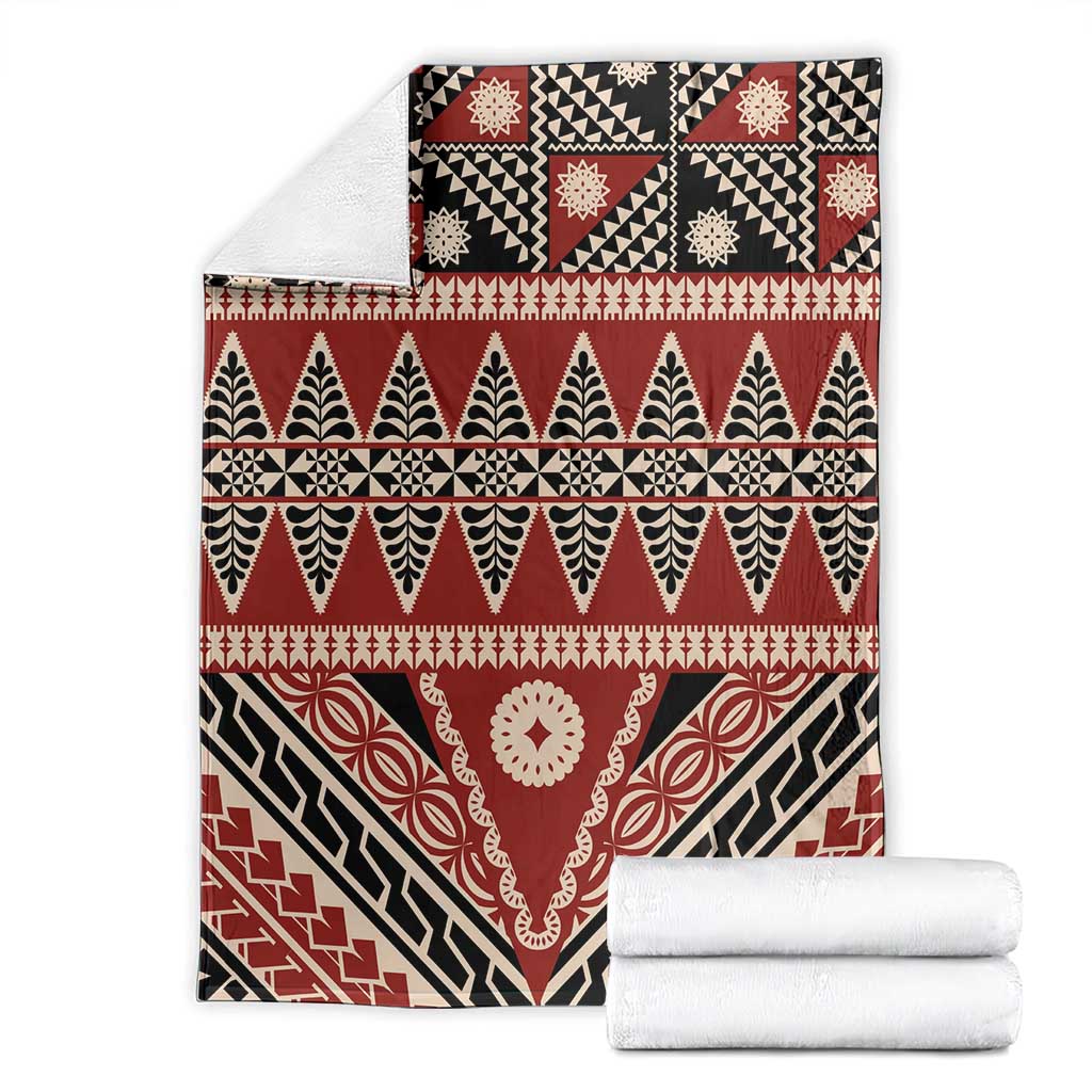 Vintage Bula Fiji Blanket Red Tapa Masi Motif LT9 - Polynesian Pride