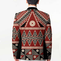 Vintage Bula Fiji Blazer Red Tapa Masi Motif - Polynesian Pride