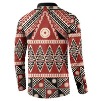 Vintage Bula Fiji Button Sweatshirt Red Tapa Masi Motif