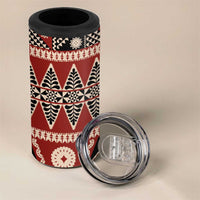 Vintage Bula Fiji 4 in 1 Can Cooler Tumbler Red Tapa Masi Motif LT9 - Polynesian Pride