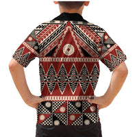 Vintage Bula Fiji Family Matching Mermaid Dress and Hawaiian Shirt Red Tapa Masi Motif LT9 - Polynesian Pride