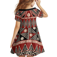 Vintage Bula Fiji Family Matching Mermaid Dress and Hawaiian Shirt Red Tapa Masi Motif LT9 - Polynesian Pride