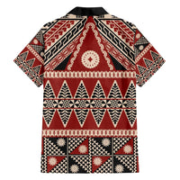 Vintage Bula Fiji Family Matching Tank Maxi Dress and Hawaiian Shirt Red Tapa Masi Motif LT9 - Polynesian Pride