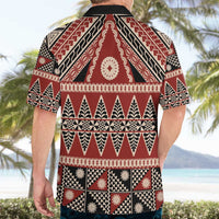 Vintage Bula Fiji Hawaiian Shirt Red Tapa Masi Motif