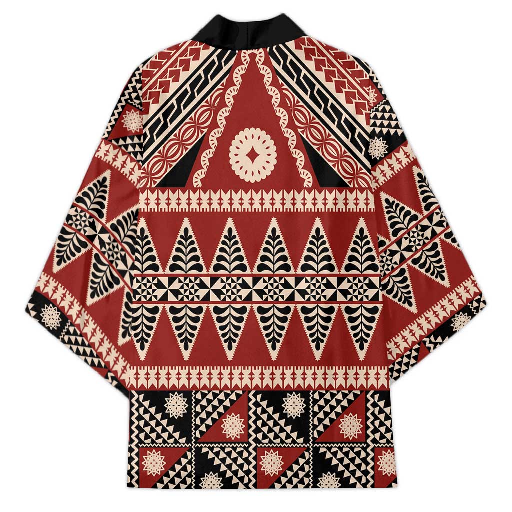 Vintage Bula Fiji Kimono Red Tapa Masi Motif - Polynesian Pride