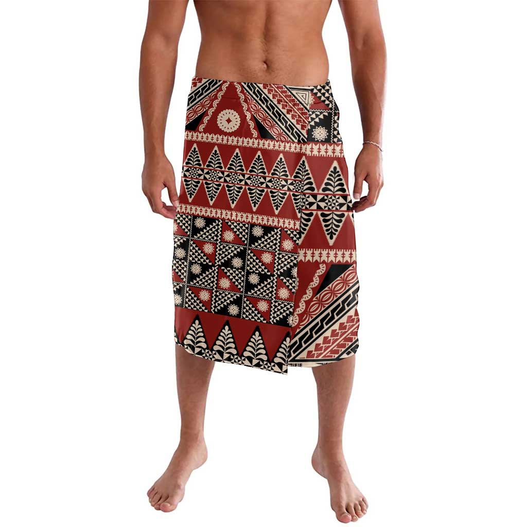 Vintage Bula Fiji Lavalava Red Tapa Masi Motif