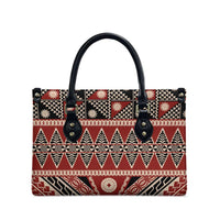 Vintage Bula Fiji Leather Bag Red Tapa Masi Motif - Polynesian Pride