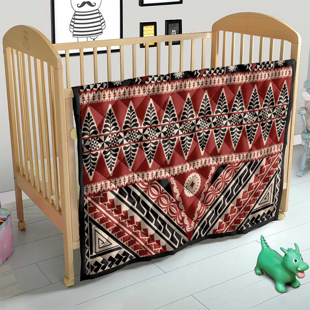 Vintage Bula Fiji Quilt Red Tapa Masi Motif