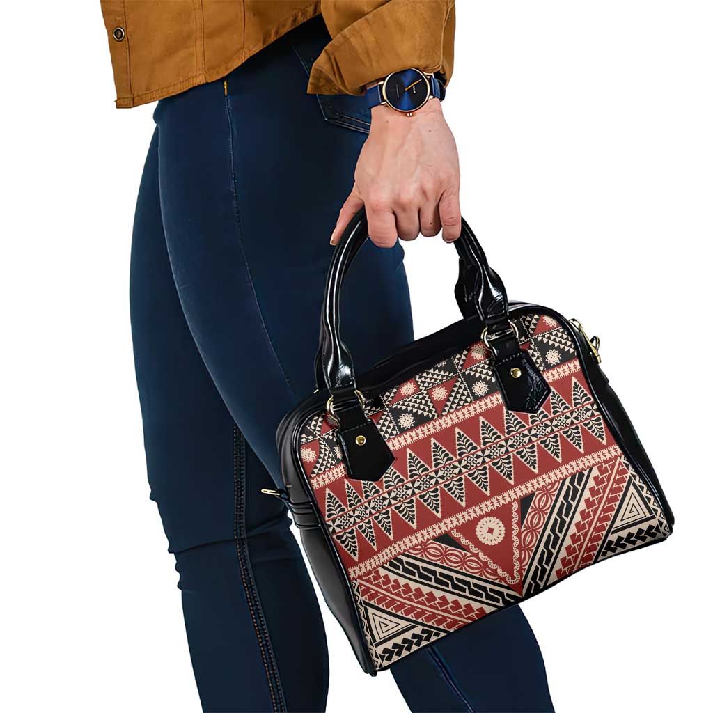 Vintage Bula Fiji Shoulder Handbag Red Tapa Masi Motif