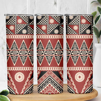 Vintage Bula Fiji Skinny Tumbler Red Tapa Masi Motif LT9 - Polynesian Pride