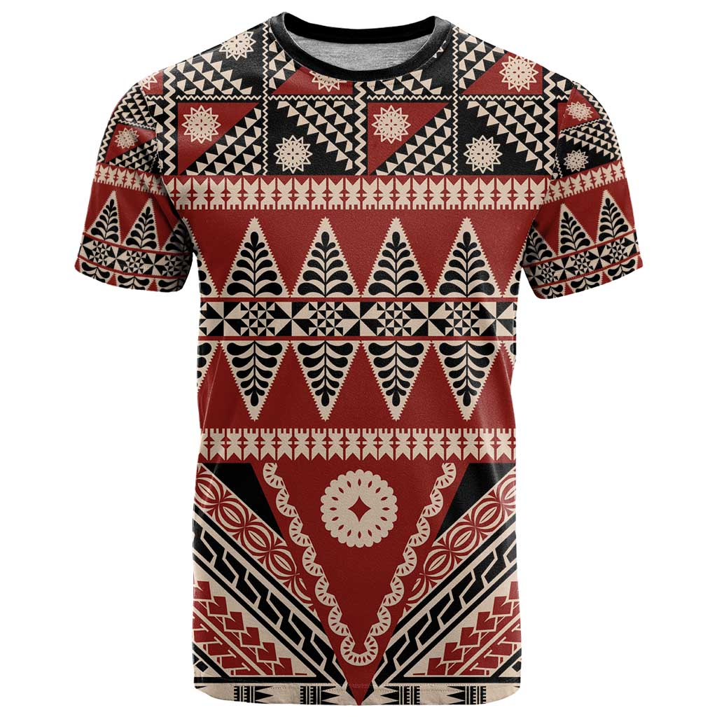 Vintage Bula Fiji T Shirt Red Tapa Masi Motif