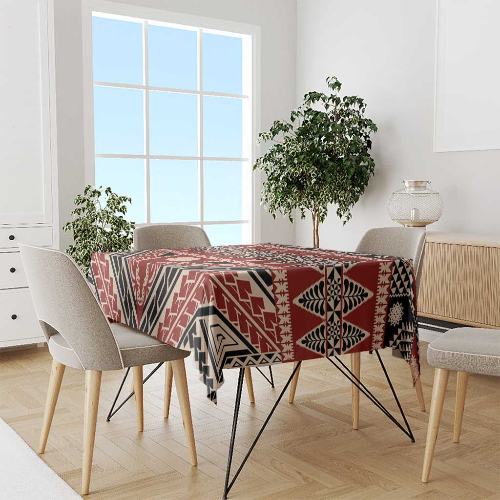 Vintage Bula Fiji Tablecloth Red Tapa Masi Motif