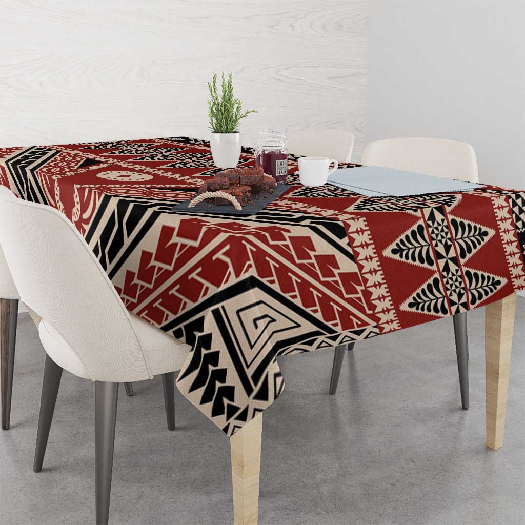 Vintage Bula Fiji Tablecloth Red Tapa Masi Motif