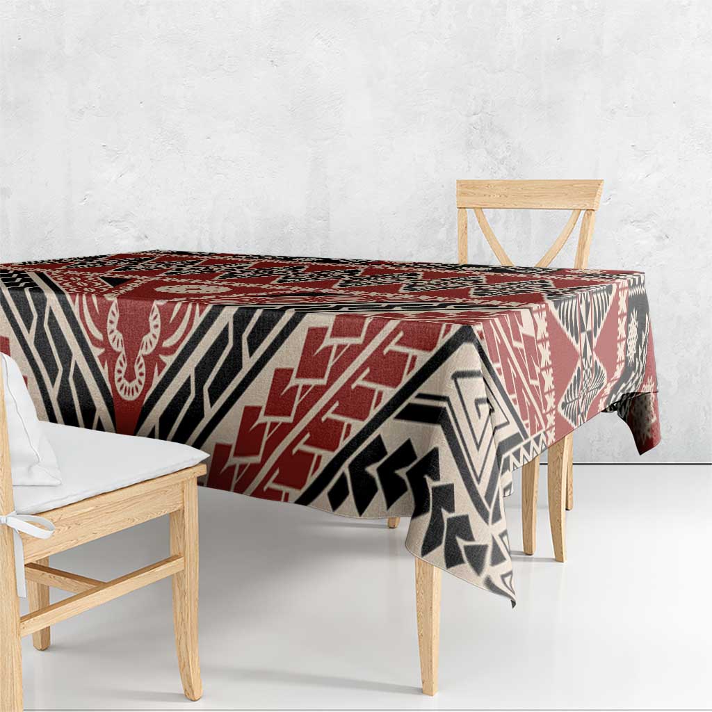 Vintage Bula Fiji Tablecloth Red Tapa Masi Motif