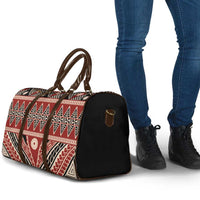 Vintage Bula Fiji Travel Bag Red Tapa Masi Motif - Polynesian Pride