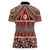 Vintage Bula Fiji Women Polo Shirt Red Tapa Masi Motif