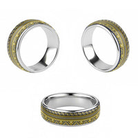 Vintage Bula Fiji Classic Ring Yellow Tapa Motif Fiji Masi Tribal LT9 - Polynesian Pride