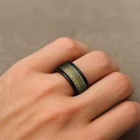 Vintage Bula Fiji Spinner Ring Yellow Tapa Motif Fiji Masi Tribal LT9 - Polynesian Pride