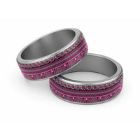 Vintage Bula Fiji Classic Ring Pink Tapa Motif Fiji Masi Tribal LT9 Sliver Pink - Polynesian Pride