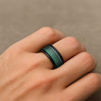 Vintage Bula Fiji Spinner Ring Green Tapa Motif Fiji Masi Tribal LT9 - Polynesian Pride