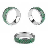 Vintage Bula Fiji Classic Ring Green Tapa Motif Fijian Tribal Masi LT9 - Polynesian Pride