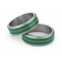 Vintage Bula Fiji Classic Ring Green Tapa Motif Fiji Traditional Masi Pattern - Polynesian Pride