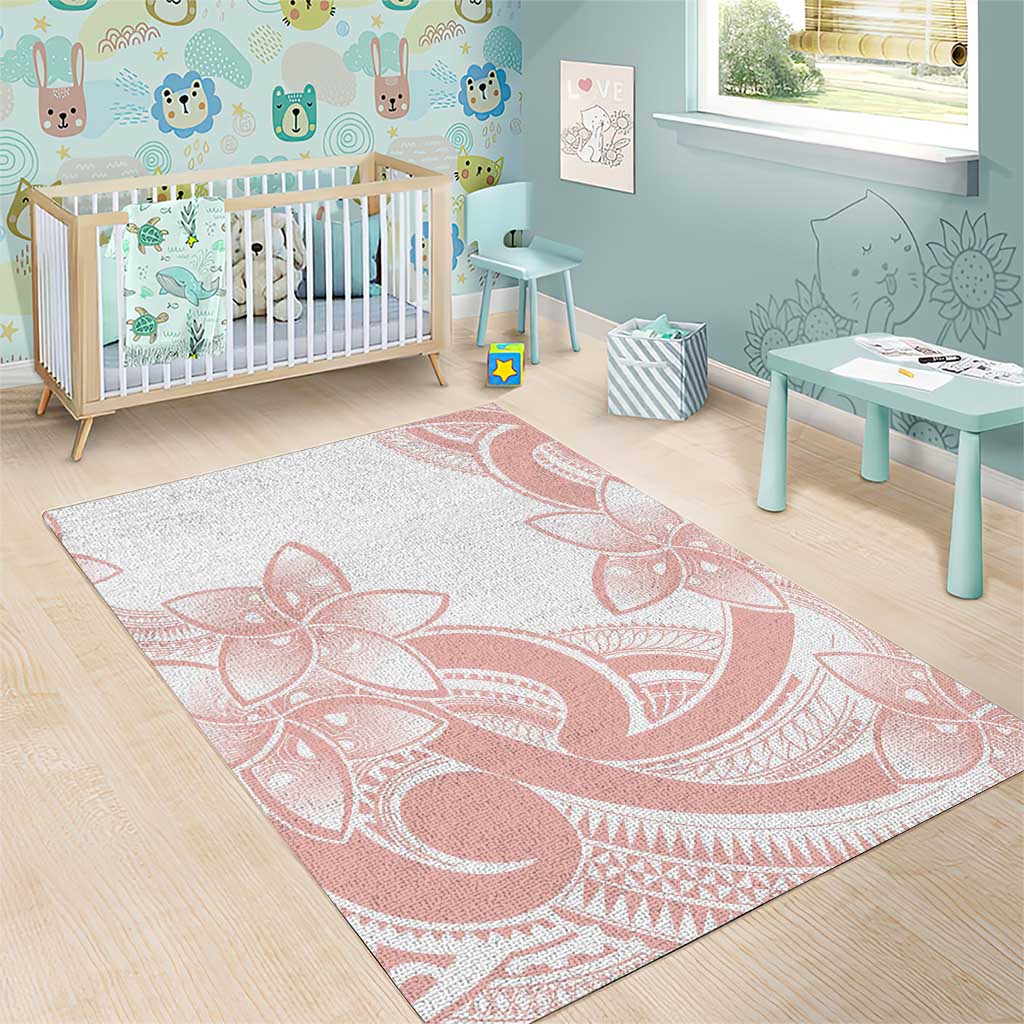 Polynesian Tribal Plumeria Lotu Tamaiti Area Rug Pastel Blush - Polynesian Pride