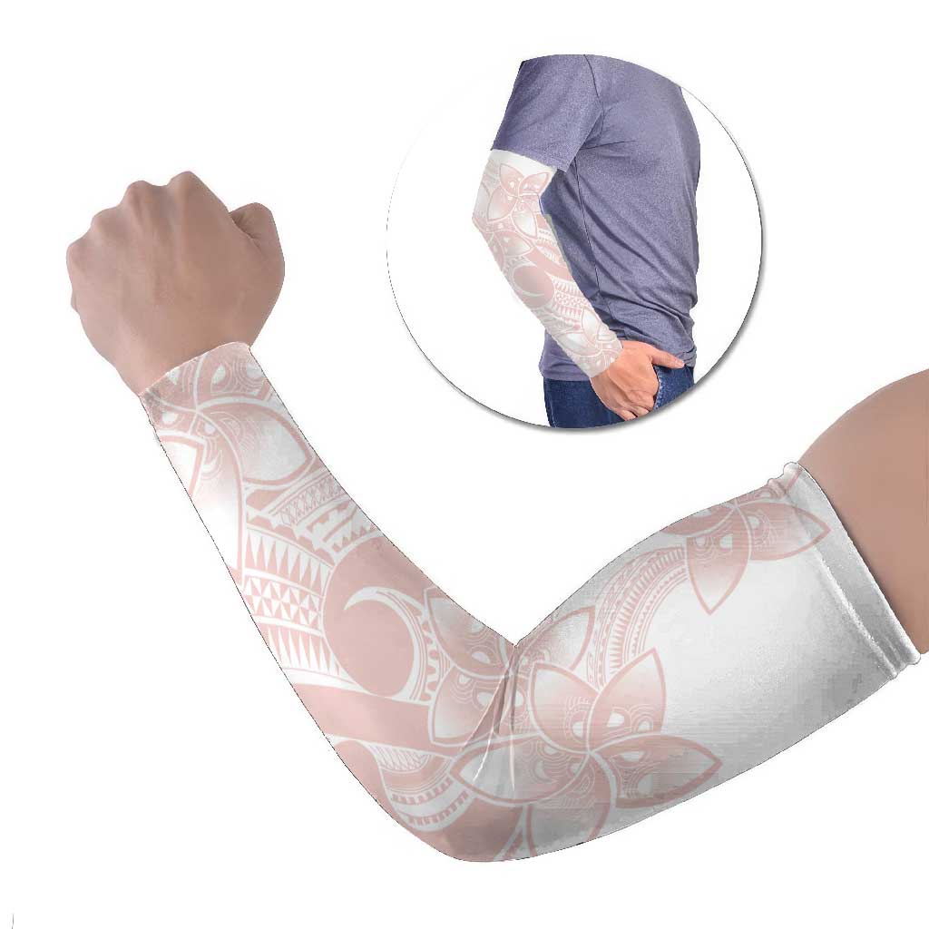Polynesian Tribal Plumeria Lotu Tamaiti Arm Sleeves Pastel Blush - Polynesian Pride