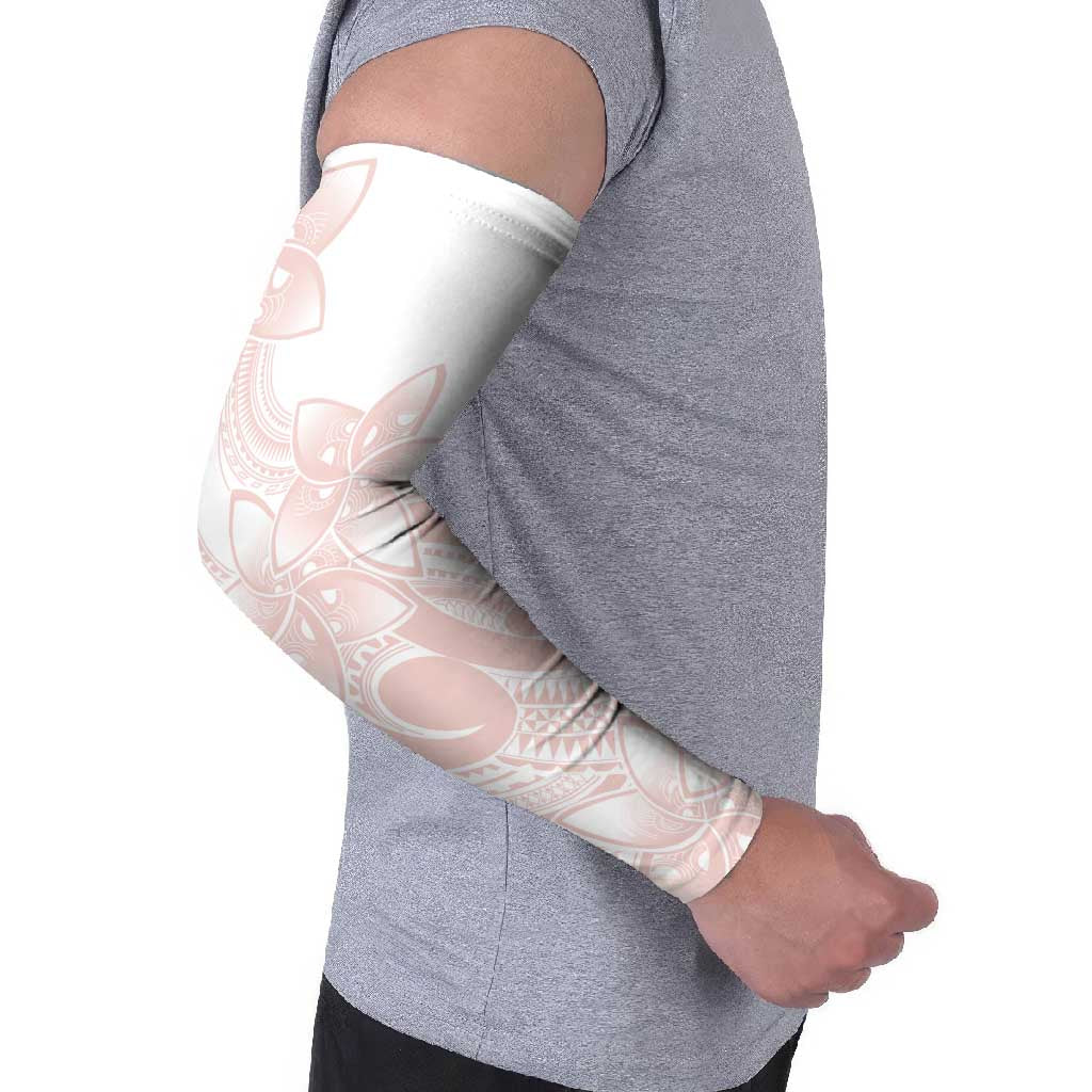Polynesian Tribal Plumeria Lotu Tamaiti Arm Sleeves Pastel Blush - Polynesian Pride