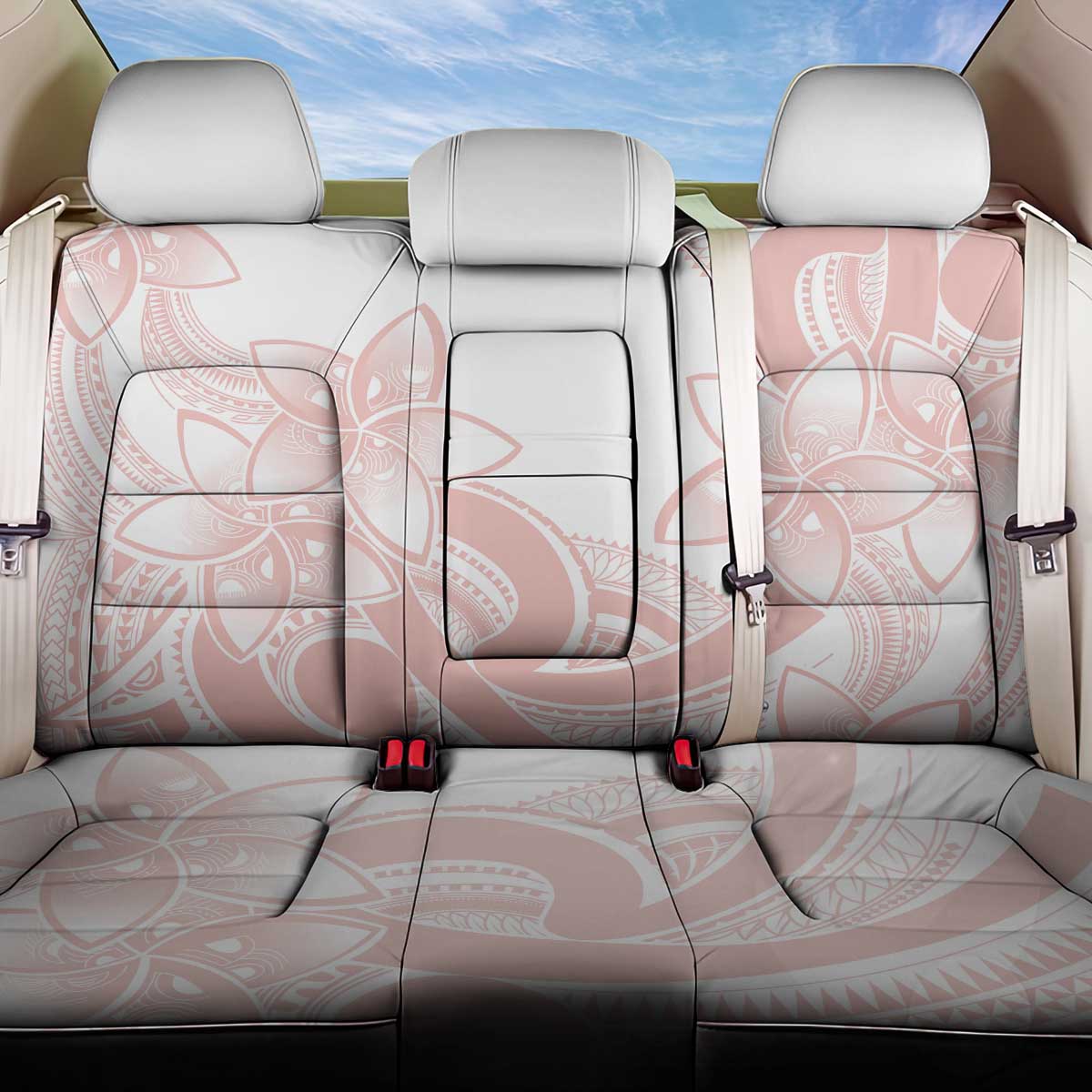 Polynesian Tribal Plumeria Lotu Tamaiti Back Car Seat Cover Pastel Blush LT9 One Size Blush - Polynesian Pride