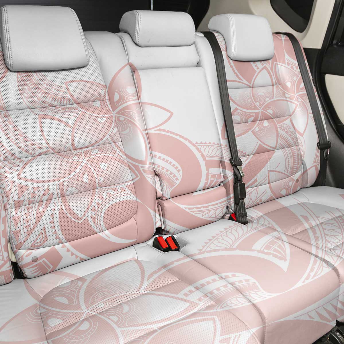 Polynesian Tribal Plumeria Lotu Tamaiti Back Car Seat Cover Pastel Blush LT9 - Polynesian Pride