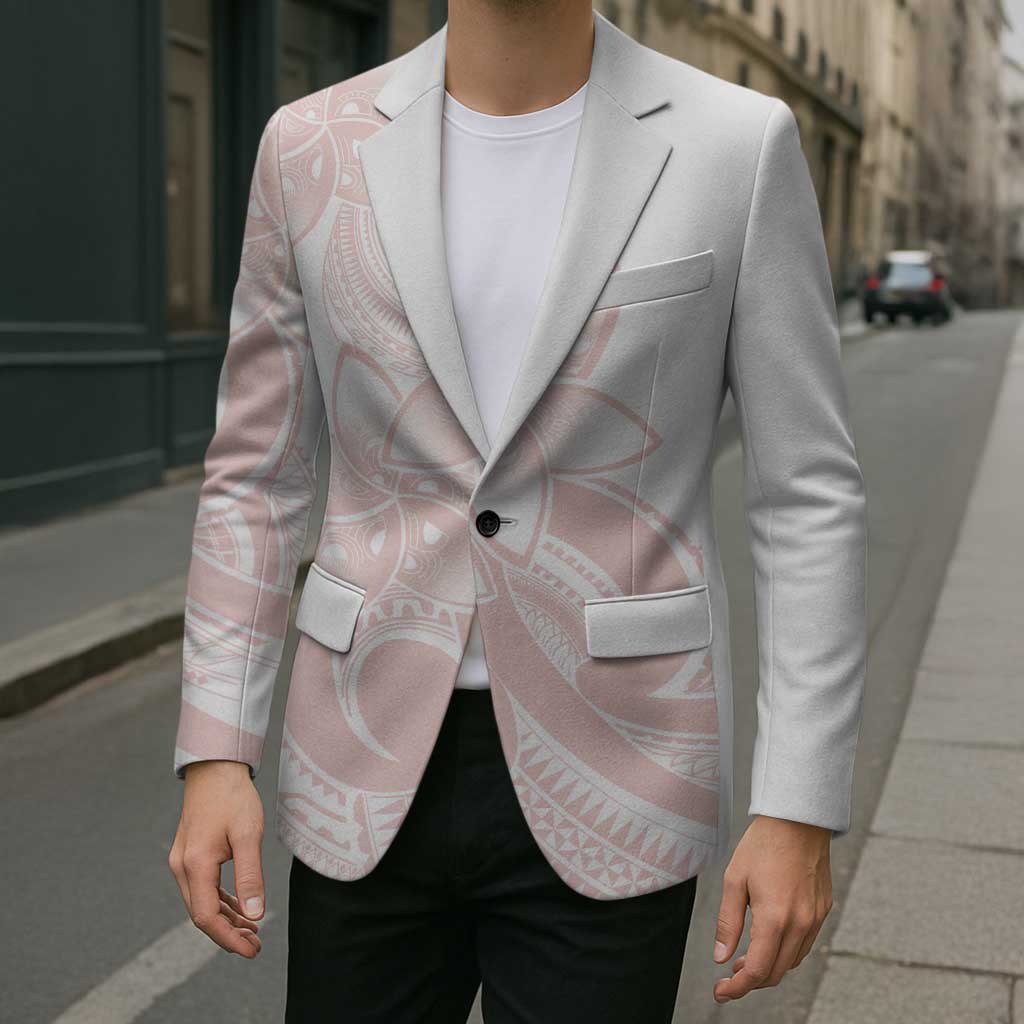 Polynesian Tribal Plumeria Lotu Tamaiti Blazer Pastel Blush - Polynesian Pride