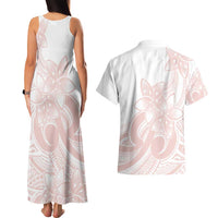 Polynesian Tribal Plumeria Lotu Tamaiti Couples Matching Tank Maxi Dress and Hawaiian Shirt Pastel Blush LT9 - Polynesian Pride