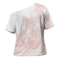 Polynesian Tribal Plumeria Lotu Tamaiti Cross Shoulder Shirt Pastel Blush LT9 - Polynesian Pride