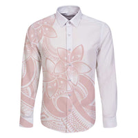 Polynesian Tribal Plumeria Lotu Tamaiti Family Matching Long Sleeve Bodycon Dress and Hawaiian Shirt Pastel Blush LT9 Dad's Shirt - Long Sleeve Blush - Polynesian Pride