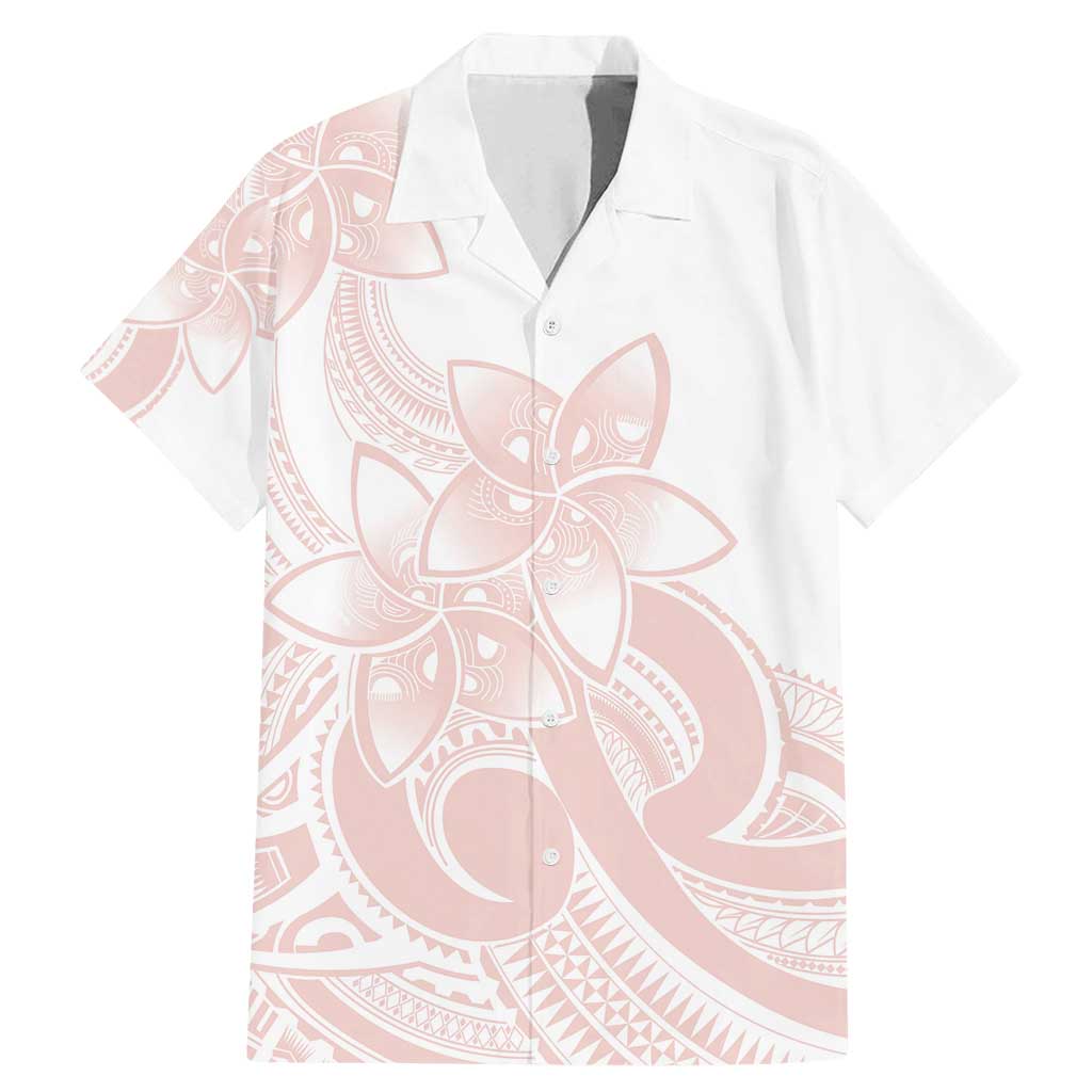 Polynesian Tribal Plumeria Lotu Tamaiti Family Matching Mermaid Dress and Hawaiian Shirt Pastel Blush LT9 Dad's Shirt - Short Sleeve Blush - Polynesian Pride