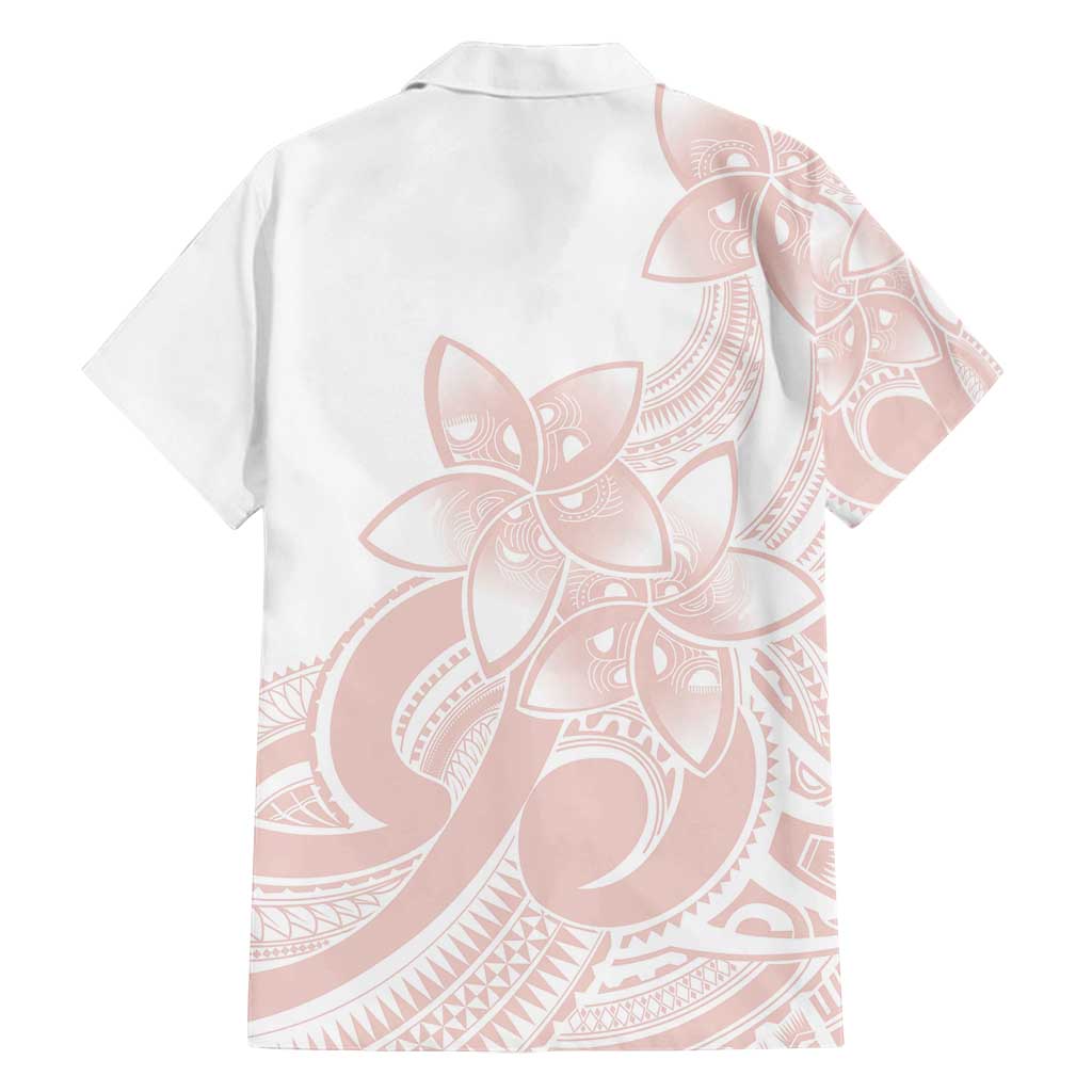 Polynesian Tribal Plumeria Lotu Tamaiti Family Matching Off Shoulder Maxi Dress and Hawaiian Shirt Pastel Blush LT9 - Polynesian Pride