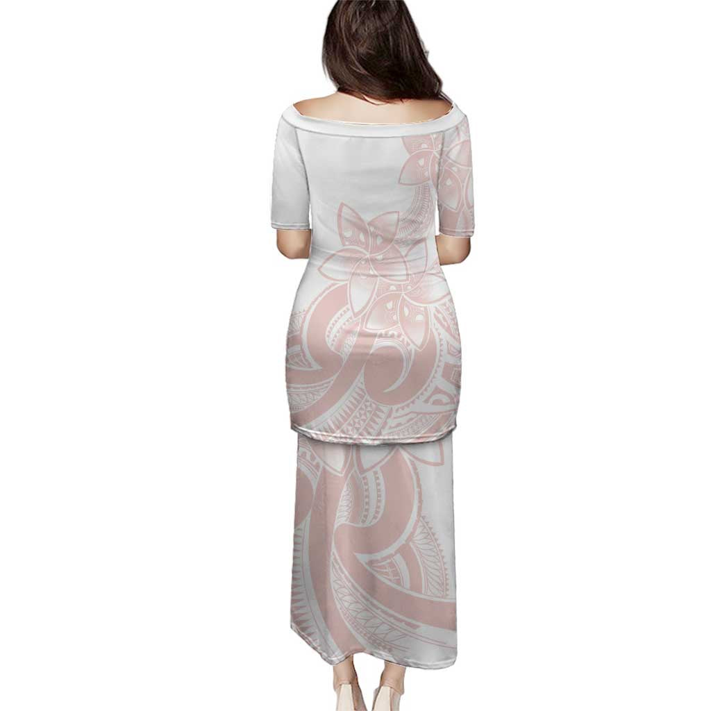 Polynesian Tribal Plumeria Lotu Tamaiti Family Matching Puletasi and Hawaiian Shirt Pastel Blush LT9 - Polynesian Pride