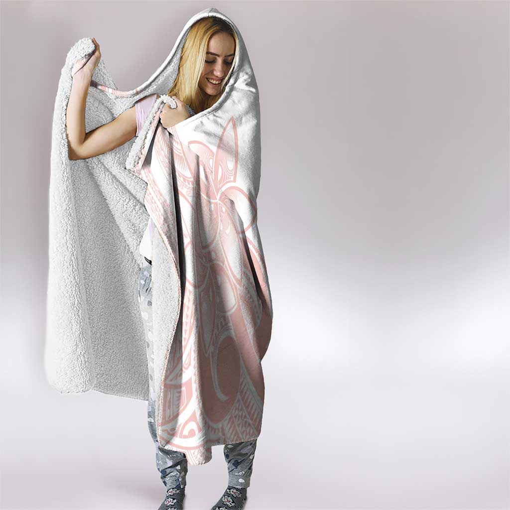 Polynesian Tribal Plumeria Lotu Tamaiti Hooded Blanket Pastel Blush - Polynesian Pride