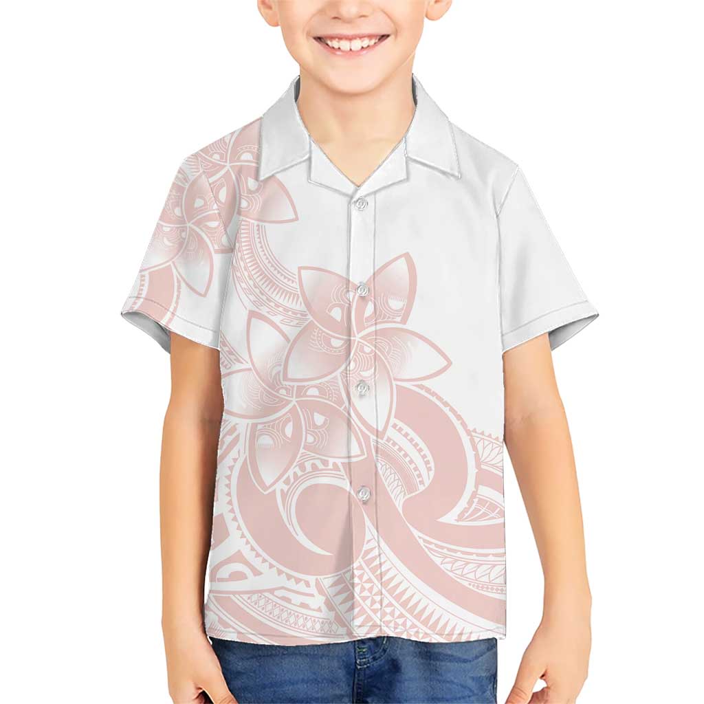 Polynesian Tribal Plumeria Lotu Tamaiti Kid Hawaiian Shirt Pastel Blush LT9 Kid Blush - Polynesian Pride