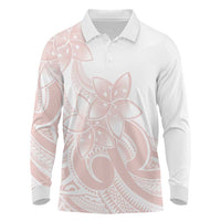 Polynesian Tribal Plumeria Lotu Tamaiti Long Sleeve Polo Shirt Pastel Blush LT9 Blush - Polynesian Pride