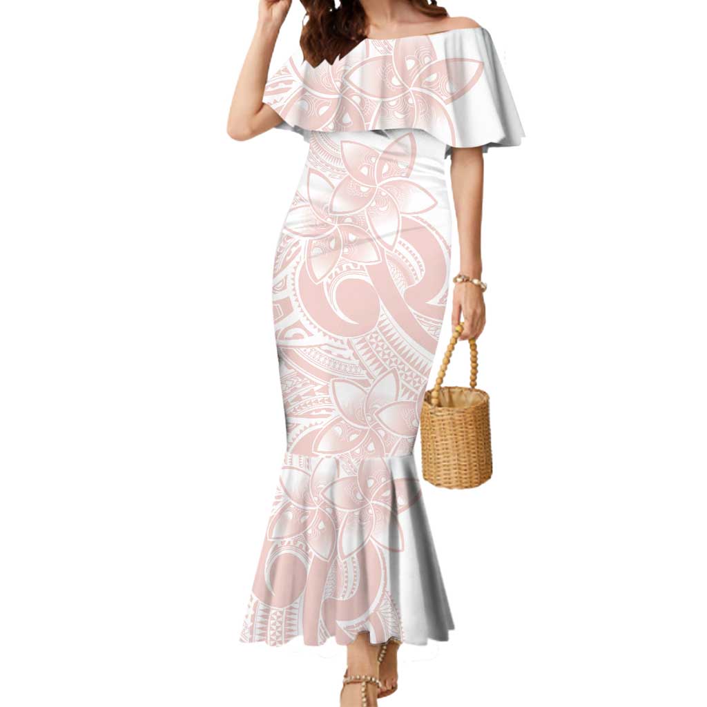 Polynesian Tribal Plumeria Lotu Tamaiti Mermaid Dress Pastel Blush LT9 Women Blush - Polynesian Pride
