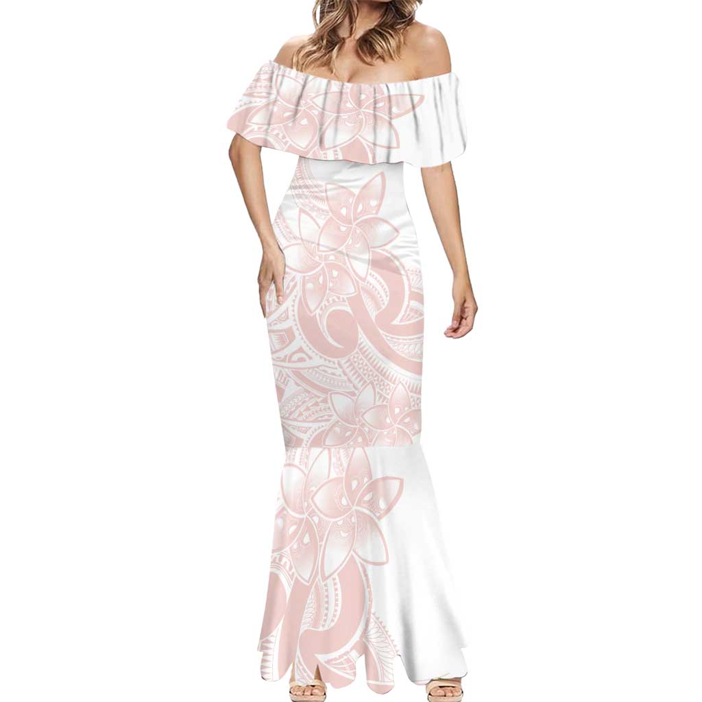 Polynesian Tribal Plumeria Lotu Tamaiti Mermaid Dress Pastel Blush LT9 - Polynesian Pride