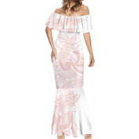 Polynesian Tribal Plumeria Lotu Tamaiti Mermaid Dress Pastel Blush LT9 - Polynesian Pride