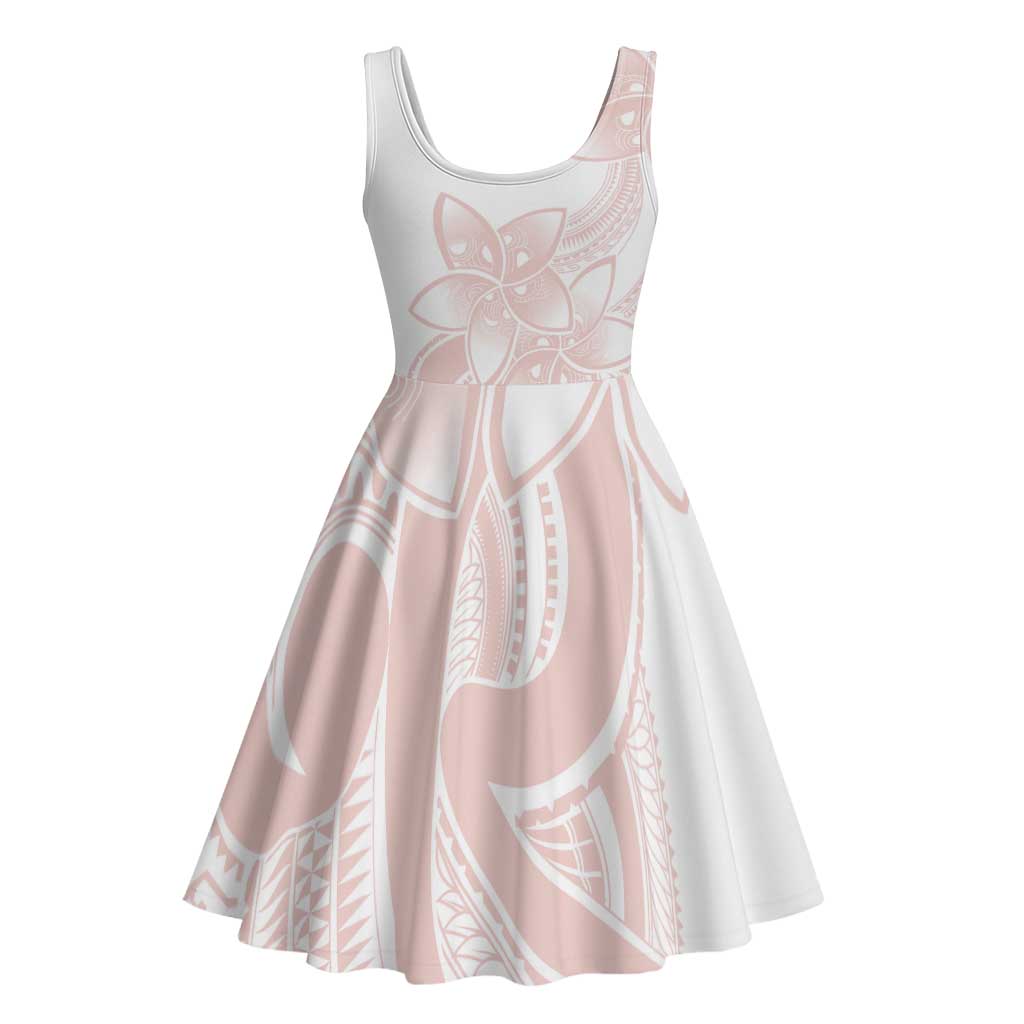 Polynesian Tribal Plumeria Lotu Tamaiti Midi Dress Pastel Blush LT9 - Polynesian Pride