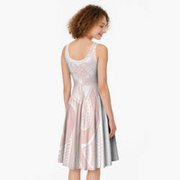 Polynesian Tribal Plumeria Lotu Tamaiti Midi Dress Pastel Blush LT9 - Polynesian Pride