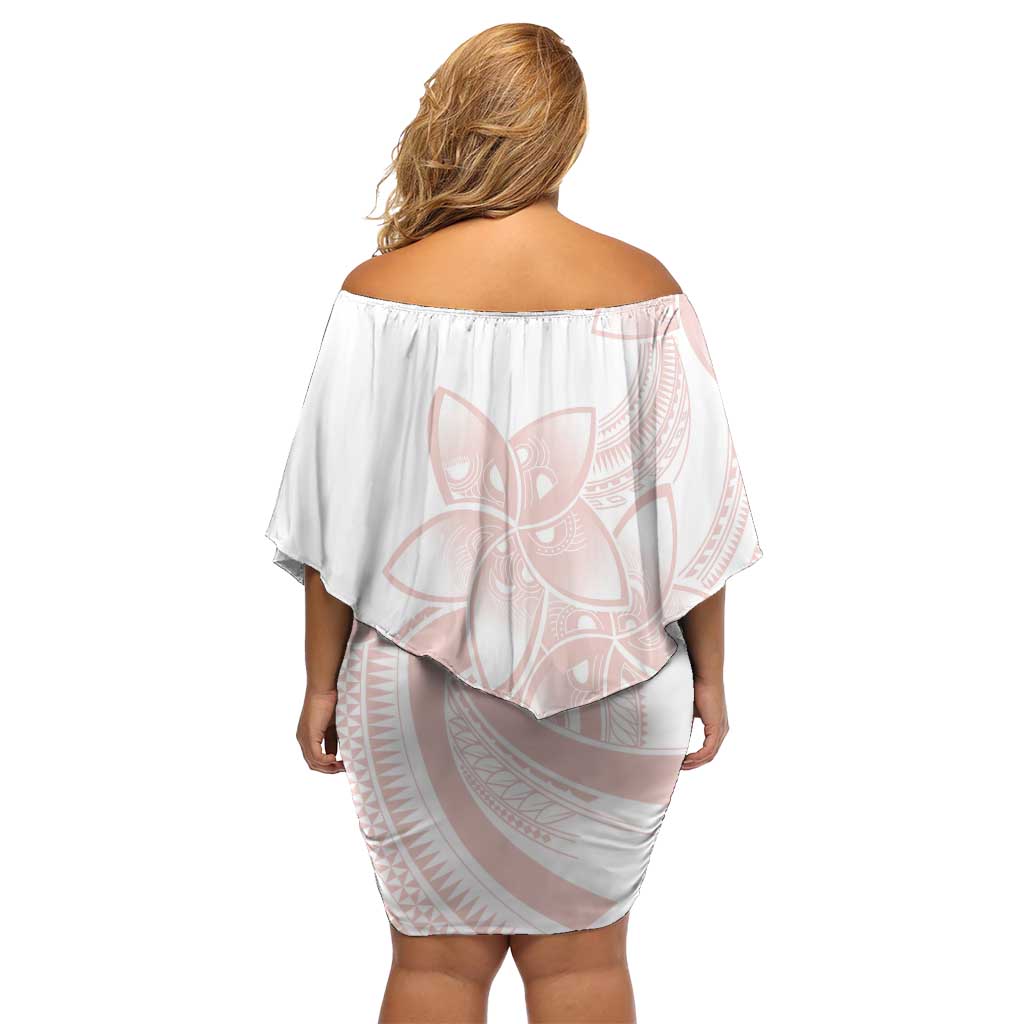 Polynesian Tribal Plumeria Lotu Tamaiti Off Shoulder Short Dress Pastel Blush LT9 - Polynesian Pride
