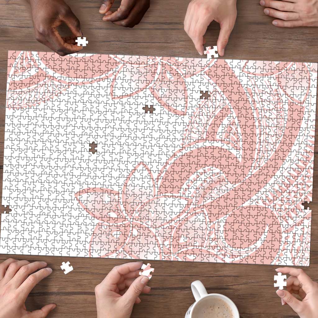Polynesian Tribal Plumeria Lotu Tamaiti Puzzle Pastel Blush - Polynesian Pride