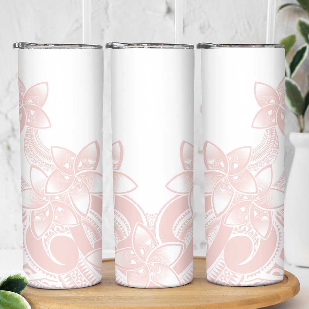 Polynesian Tribal Plumeria Lotu Tamaiti Skinny Tumbler Pastel Blush LT9 - Polynesian Pride