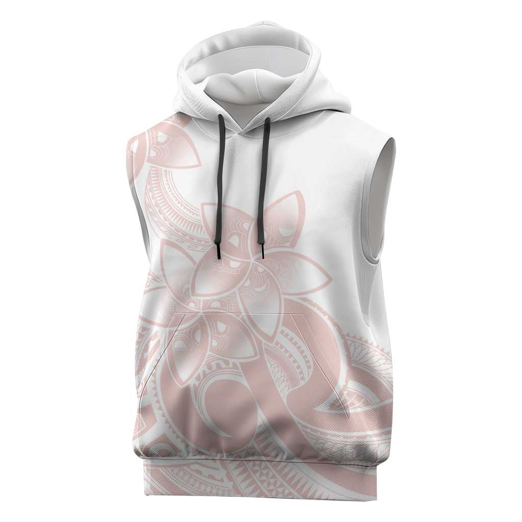 Polynesian Tribal Plumeria Lotu Tamaiti Sleeveless Hoodie Pastel Blush LT9 Blush - Polynesian Pride